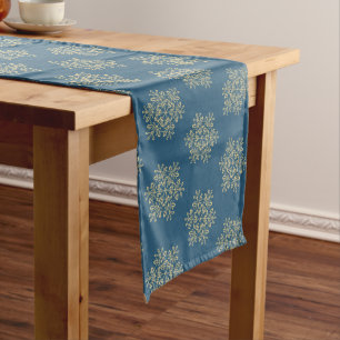 Holiday Table Runner-Gold Snowflakes Medium Table Runner