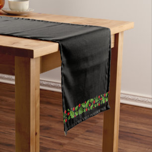 Holiday Table Runner-Holly Garland Short Table Run Short Table Runner