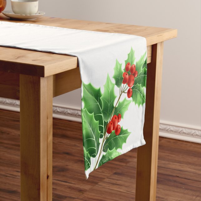 Holiday Table Runner-Holly Medium Table Runner (In Situ)