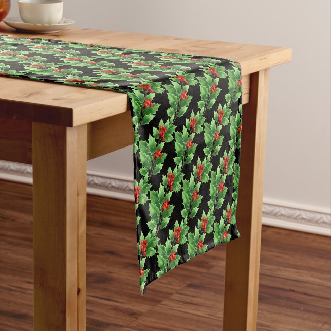 Holiday Table Runner-Holly    Short Table Runner (In Situ)