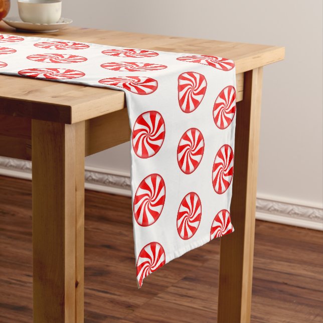 Holiday Table Runner-Peppermint Candies Medium Table Runner (In Situ)