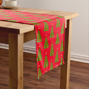 Holiday Table Runner-Ribbon Tree Long Table Runner