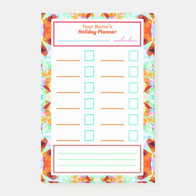 Holiday Task Planner Packing To Do List Gift Post-it Notes (Front)