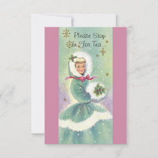 Holiday Tea Party Invitation Vintage Inspired 