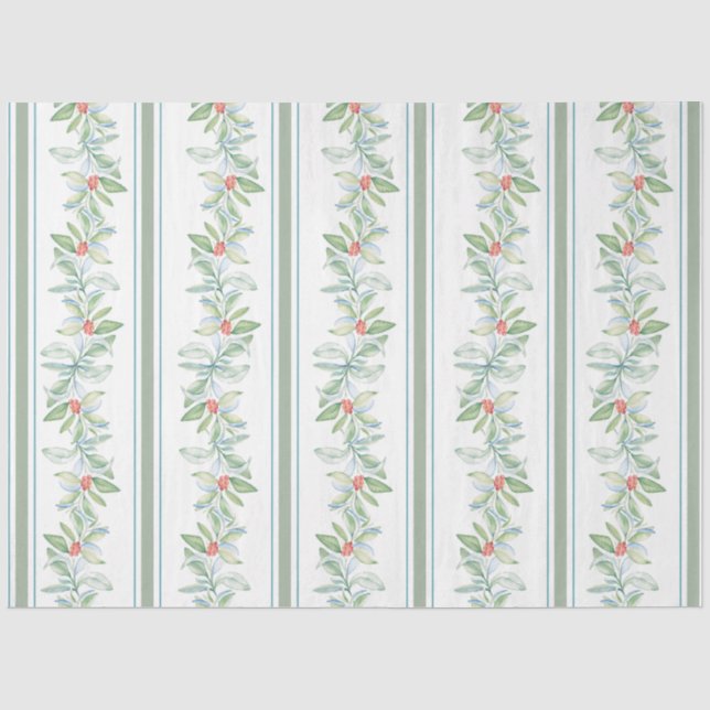 Holiday-themed Tissue Paper Botanical Watercolor (Front)