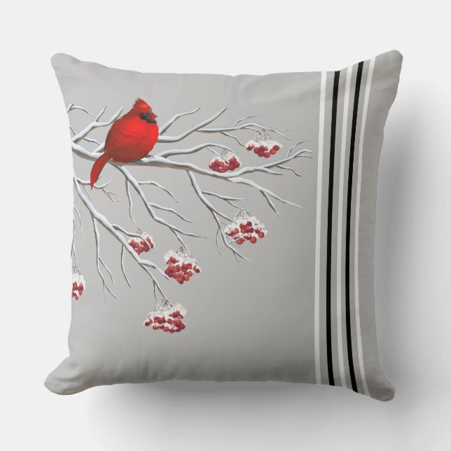 Holiday Throw Pillow-Cardinal Throw Pillow (Front)