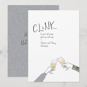 Holiday Toast Card – “Clink” Wine Glass Cheers