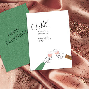 Holiday Toast Card – “Clink” Wine Glass Cheers