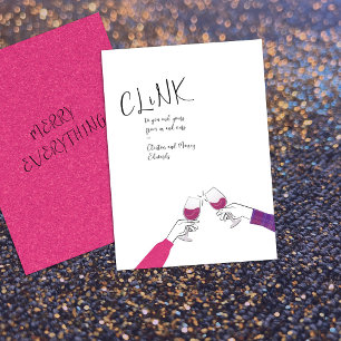 Holiday Toast Card – “Clink” Wine Glass Cheers