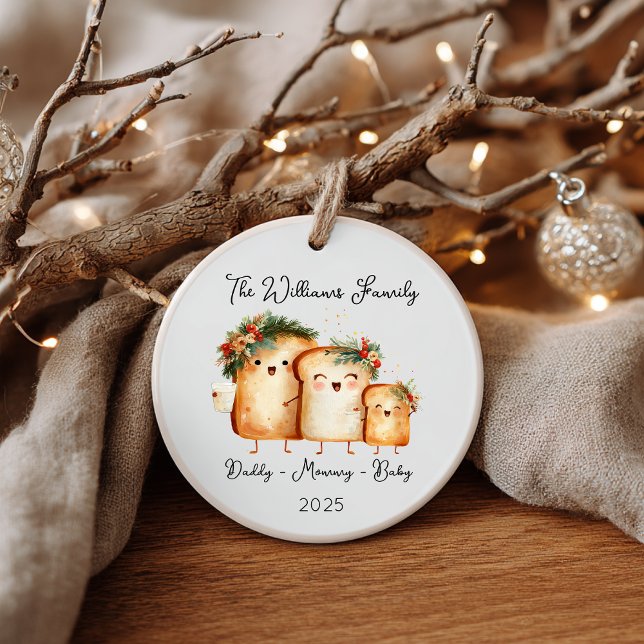 Holiday Toast Family Christmas Ceramic Ornament (Creator Uploaded)