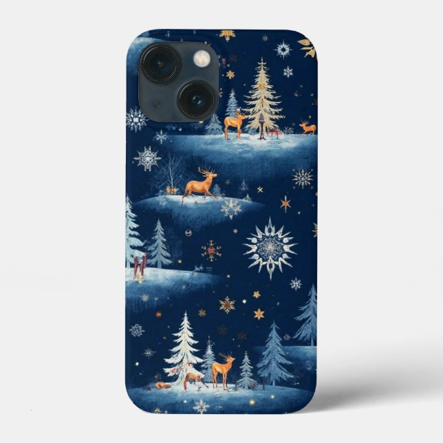 Holiday Toile, Trees Deer and Snowflakes  Case-Mate iPhone Case (Back)
