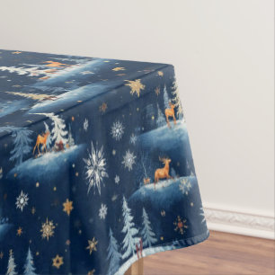 Holiday Toile, Trees Deer and Snowflakes  Tablecloth
