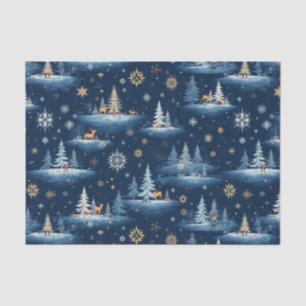 Holiday Toile, Trees Deer and Snowflakes Tissue Paper