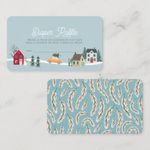 Holiday Town/Village Blue Diaper Raffle Ticket Enclosure Card
