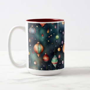 Holiday Toys, Christmas Decoration watercolor art Two-Tone Coffee Mug