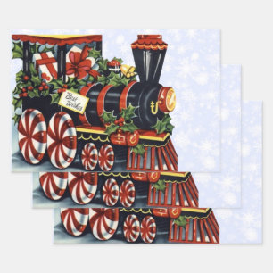 Holiday Train Wrapping Paper Sheet