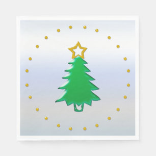 Holiday Tree with Gold Star on Silver Background Napkin