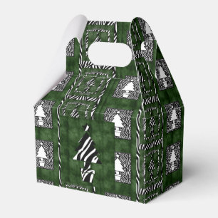 Holiday Trees with Zebra Print Theme Favor Box
