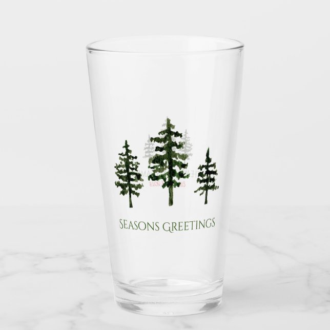 Holiday Trio Of Trees Glass Tumbler (Front)