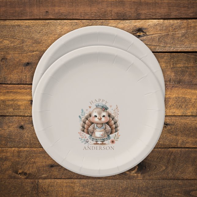 Holiday Turkey Add Custom Text Paper Plate (Turkey Holiday custom paper plates (multiple shown))