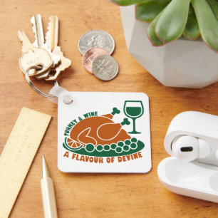 Holiday Turkey Meal Graphic for Food Fans Keychain