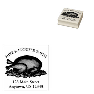 Holiday Turkey Thanksgiving Personalized Address Rubber Stamp