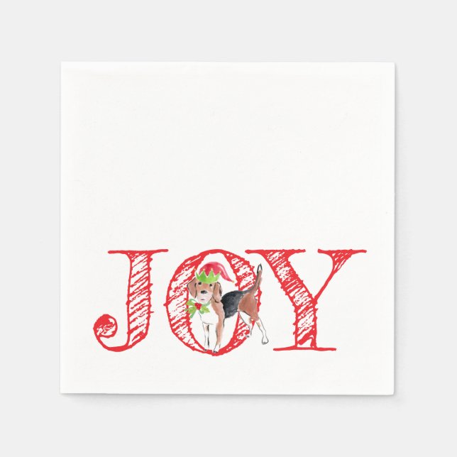 holiday typography JOY christmas dog festive Napkin (Front)
