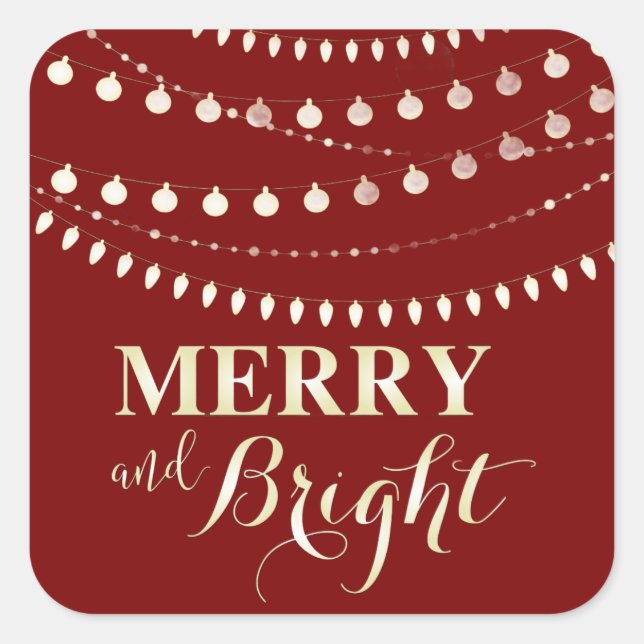Holiday Typography trendy Christmas Square Sticker (Front)