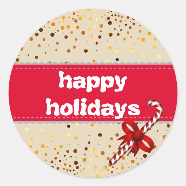 Holiday Typography trendy gold confetti christmas Classic Round Sticker (Front)