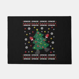 Holiday Ugly Christmas Sweater DANCING XMAS TREE Doormat
