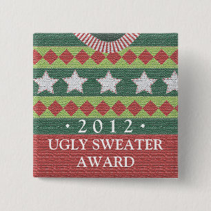 Holiday Ugly Sweater Party Contest Winner Award 2 Inch Square Button