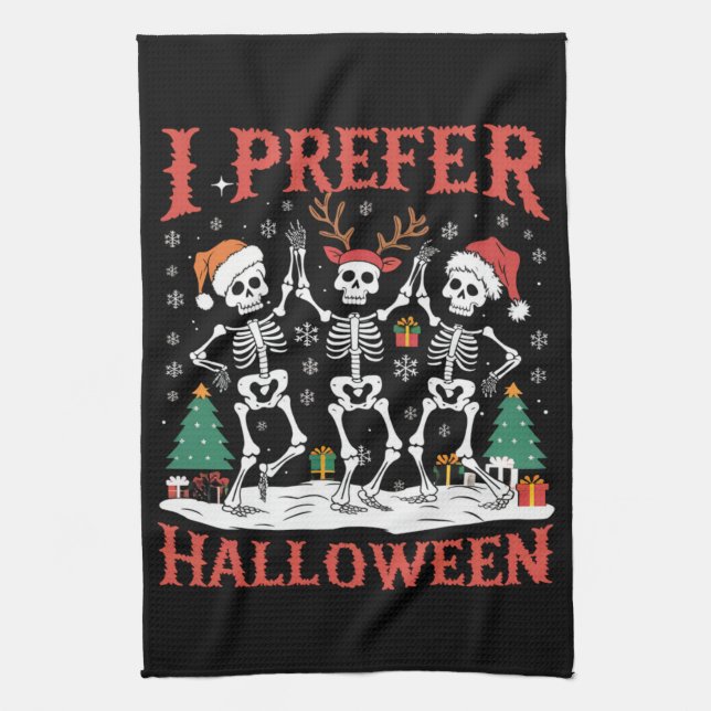 Holiday Ugly Xmas I Prefer Halloween Christmas  Kitchen Towel (Vertical)