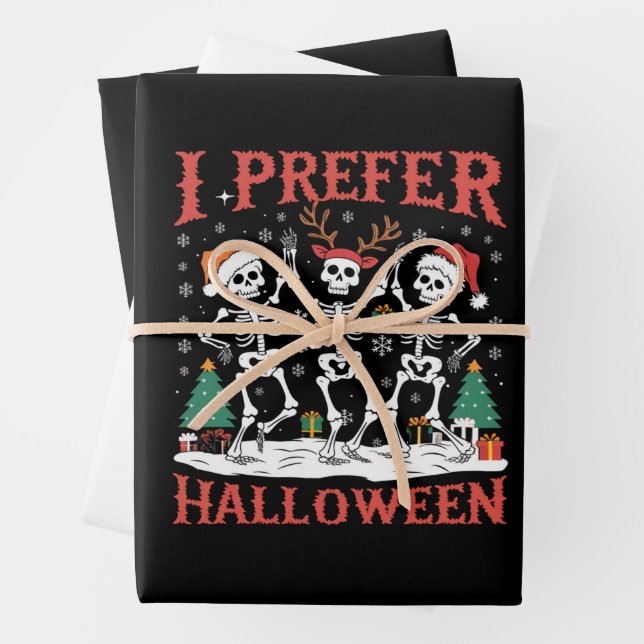 Holiday Ugly Xmas I Prefer Halloween Christmas  Wrapping Paper Sheet (In situ)