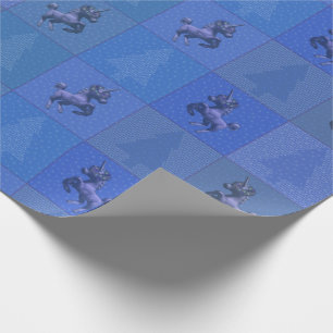 Holiday Unicorn Christmas Wrapping Paper (Blue)