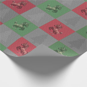 Holiday Unicorn Christmas Wrapping Paper (Grey)