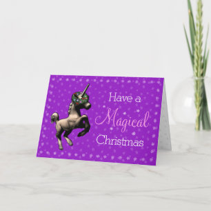 "Holiday Unicorn" Magical Christmas Card (Purple)