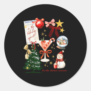 Holiday Vibes In The Holiday Srit Christmas Funny Classic Round Sticker