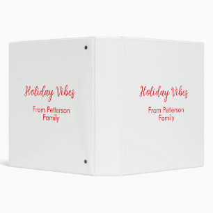 Holiday Vibes red Christmas add family name date b Binder