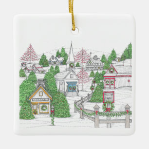 Holiday Village Ceramic Ornament