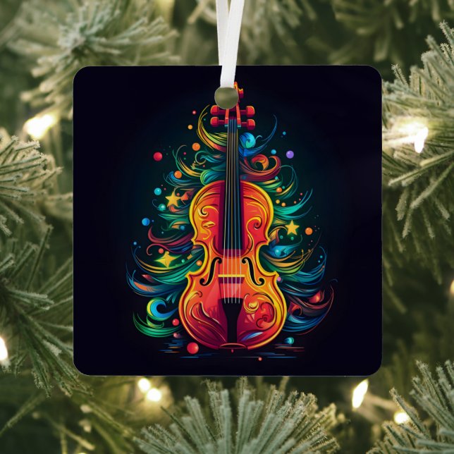 Holiday violin Christmas tree metal ornament (Insitu)