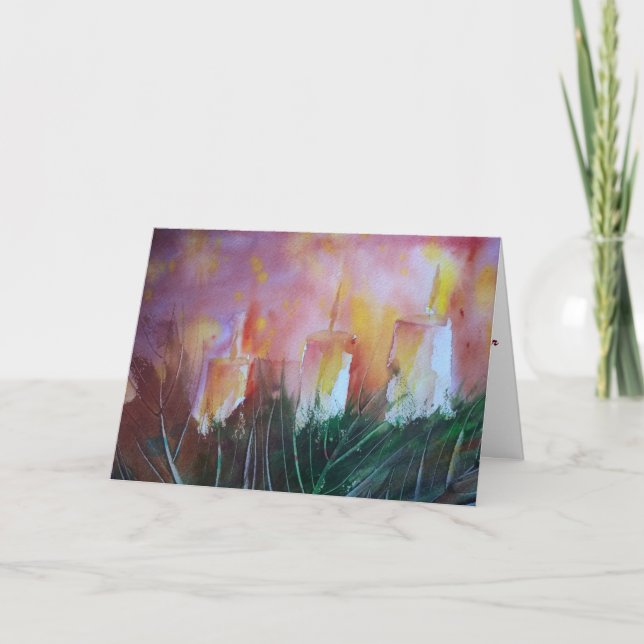 Holiday Warmth Watercolor Greeting Card (Front)