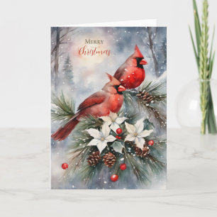 Holiday Watercolor Cardinal Pair Card
