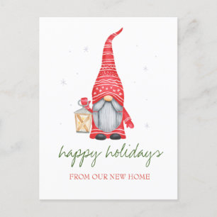Holiday We Have Moved,Adorable Gnome Announcement Postcard
