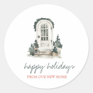 Holiday We Have Moved Front Door Classic Round Sticker