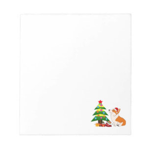 Holiday Welsh Corgi Cartoon with Tree Notepad