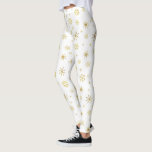 Holiday white gold snowflake pattern bold festive  leggings<br><div class="desc">Be a trendsetter as well as get into the holiday spirit with these cute and cozy leggings! A fun, playful, faux gold snowflake random pattern on a clean, white background, helps you usher in the holiday season. Work out, run errands, or just hang out. So unique, you’ll never have to...</div>
