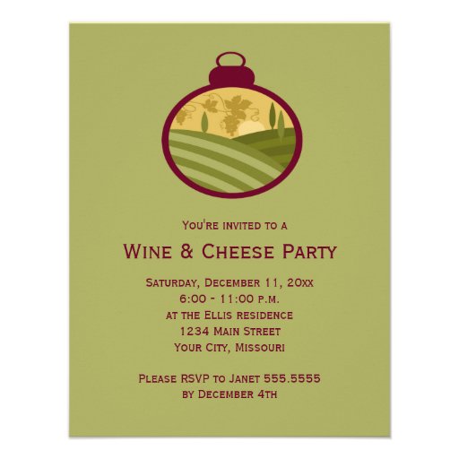 Wine And Cheese Xmas Party Invitations 8