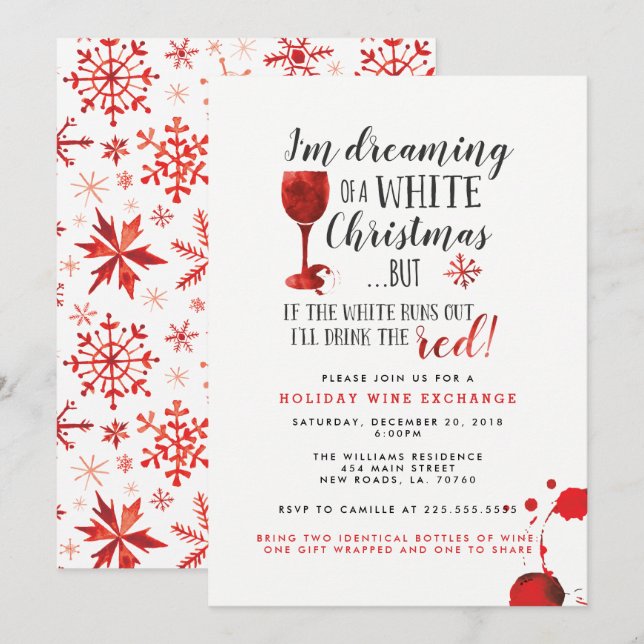 Holiday Wine Exchange Party Invitations (Front/Back)