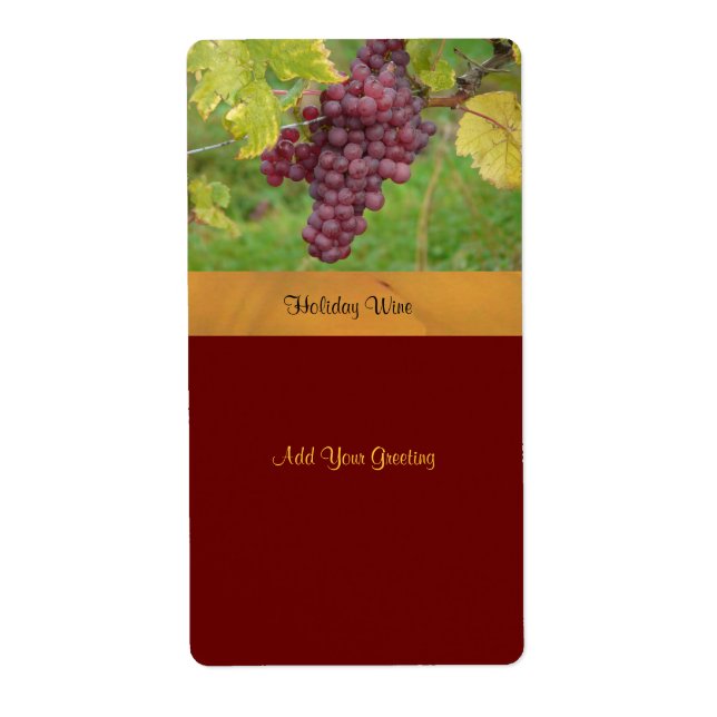 Holiday Wine Label with Red Grapes (Front)