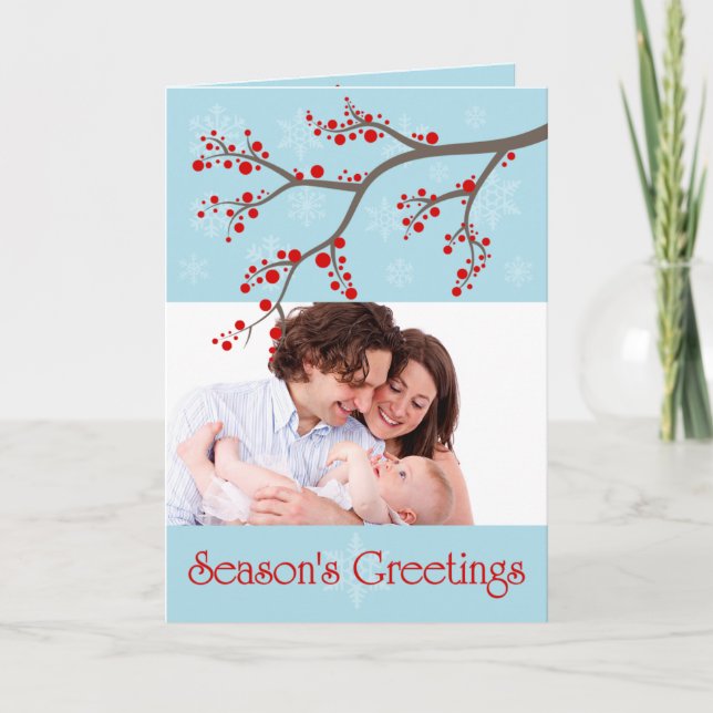 Holiday Winter Berries  Photo Greeting Card (Front)